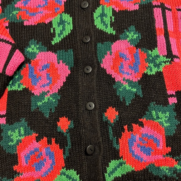 Vintage 80’s Hand Knit Gallagher Pink Floral Size L - Picture 7 of 9